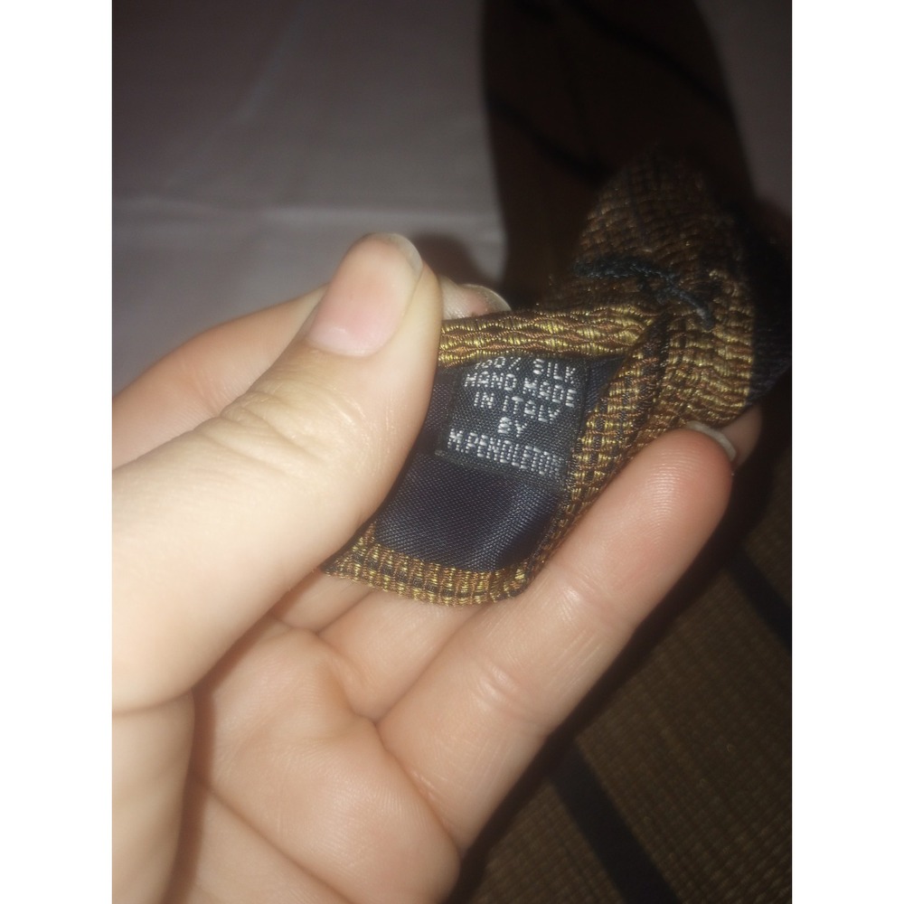 Mark Pendleton Italy Silk Brown Black Striped Neck Tie - Picture 2 of 4